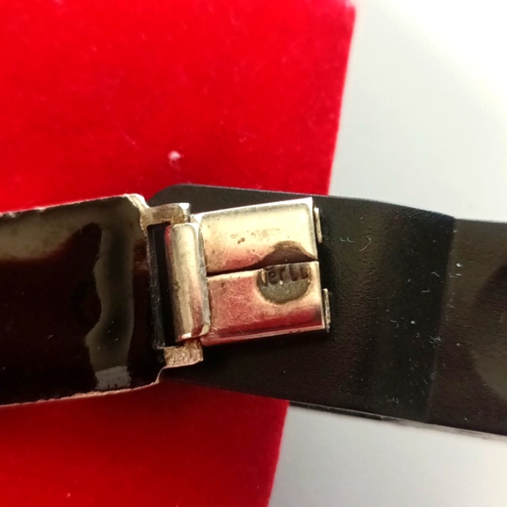 Perli Werkstatte Germany 1950s Enamel Copper/Sterling Link Fish Bracelet Marked - Picture 9 of 9